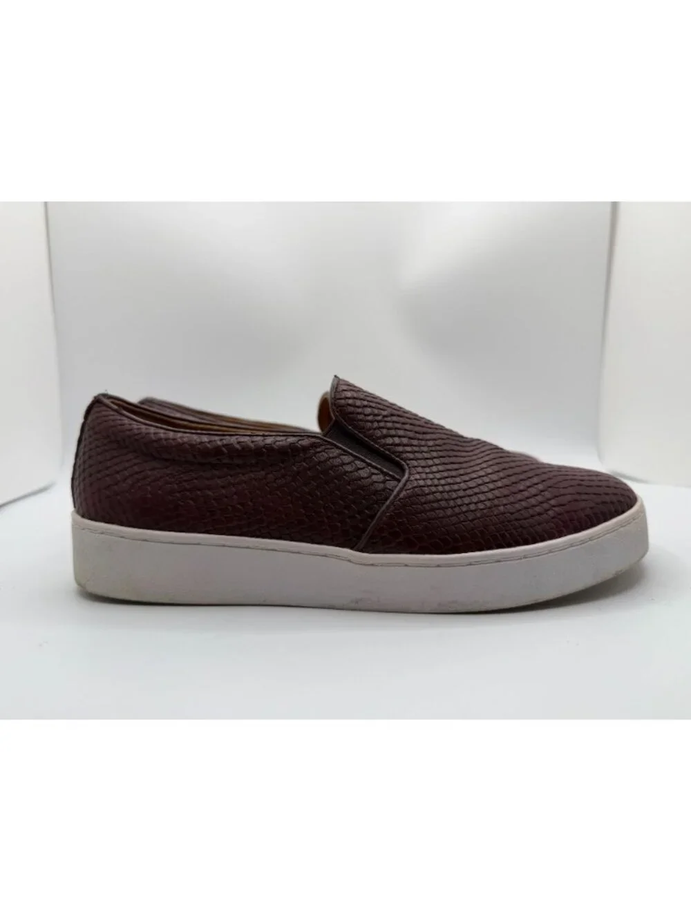 Vionic Midi Snake Texture Slip-On Sneaker Burgundy Women Size 7M Comfort Shoes
